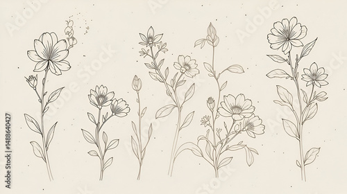 Babys Breath Flower Line Art Set