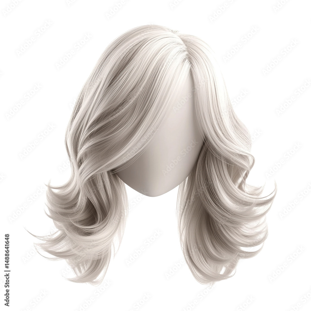Naklejka premium Elegant platinum blonde hairstyle radiating from a smooth spherical form