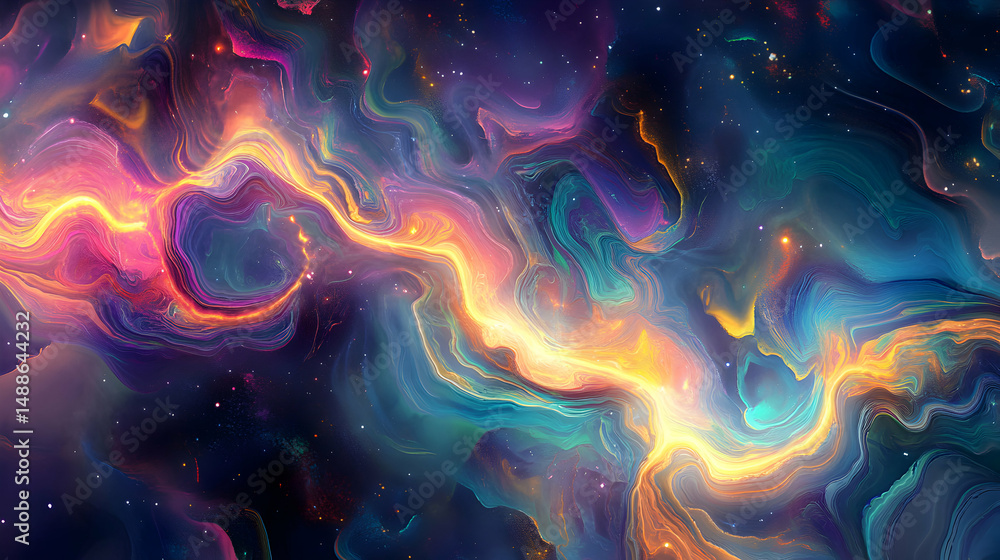 Colorful Abstract Cosmic Swirl with Vibrant Nebula Effect Colorful Abstract Cosmic Swirl with Vibrant Nebula Effect