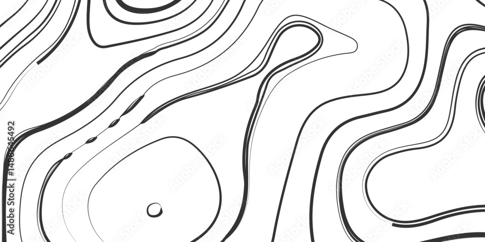 Obraz premium The lines should vary in thickness and brightness, abstract digital artwork featuring intricate topographic contour lines in fine detail, flowing smoothly and organically on the white background.