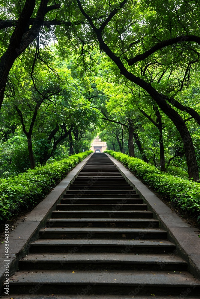 Fototapeta premium Park Steps Leading to a Building