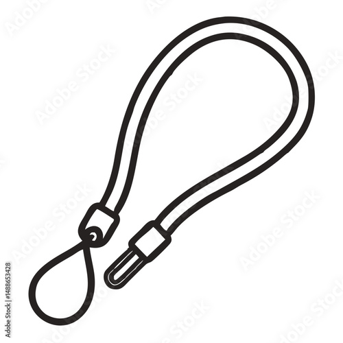 Wrist Lanyard outline – Black Strap Accessory Clipart


