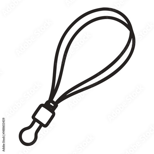 Wrist Lanyard outline – Black Strap Accessory Clipart

