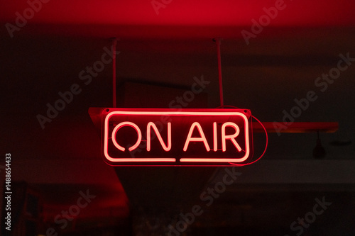 Red neon 'On Air' sign
