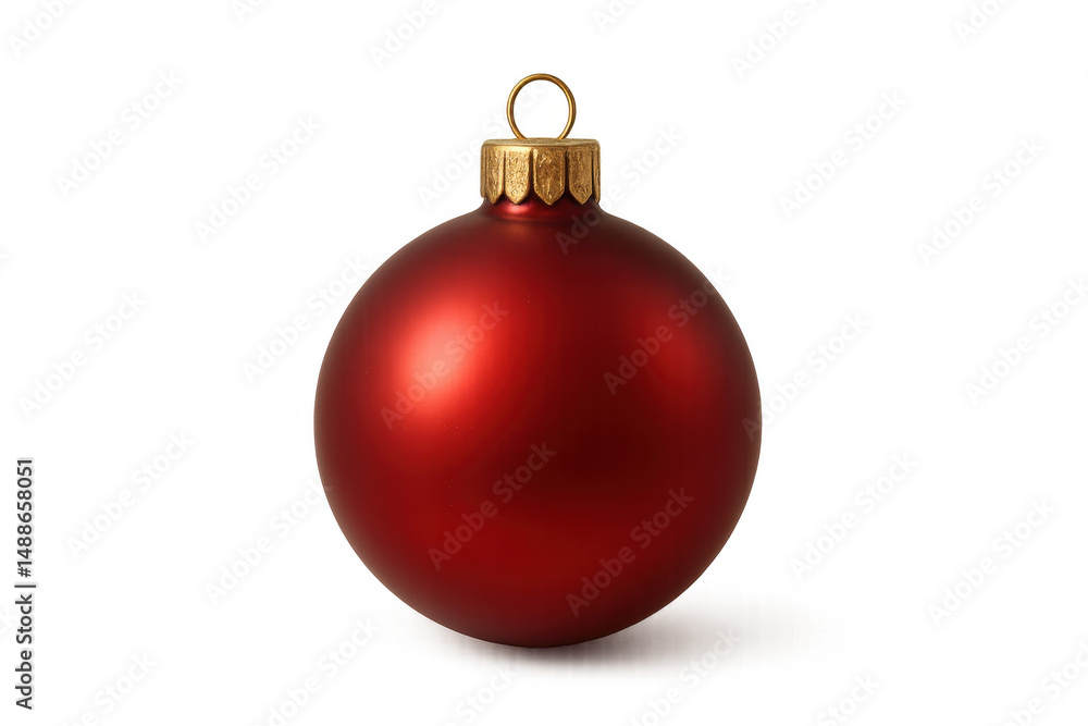 Glossy red christmas bauble dangling, transparent background providing seamless holiday design integration Glossy red christmas bauble dangling, transparent background providing seamless holiday design integration