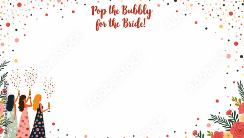 Bridal Shower Celebration with Bridesmaids – Elegant Wedding Party Illustration

