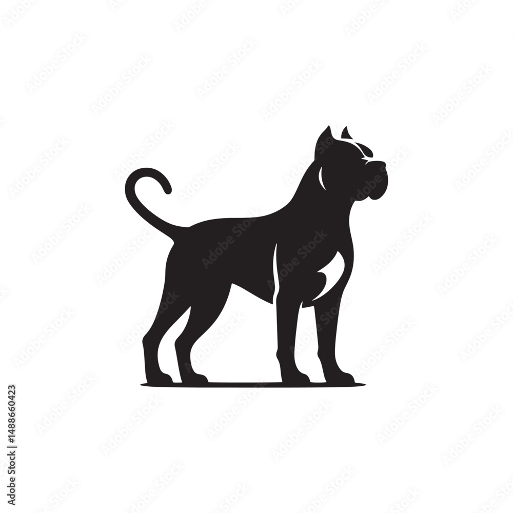 Obraz premium Bold Dogo Argentino Dog Silhouette Vector Art for Print, Tattoo, Sticker, Logo, and Graphic Design – Powerful Canine Outline for Pet Lovers and Creatives 