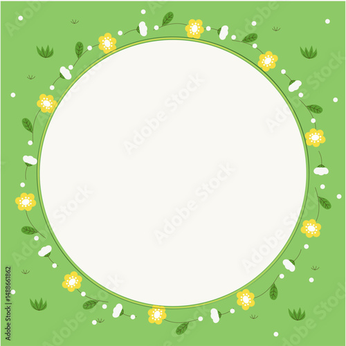 Cute background spring meadow with flowers, text field, green grass, flowers, meadow, glade, greenery, nature, instagram background