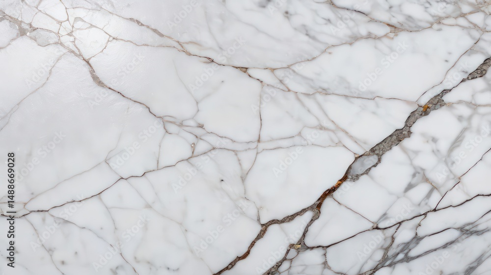 Fototapeta premium Intricate White Marble Slab with Gray Veining and Cracks
