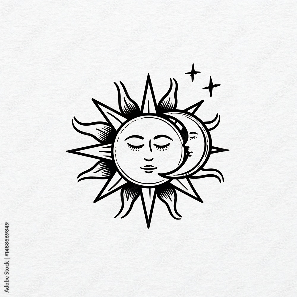Fototapeta premium Sun and moon simple icon