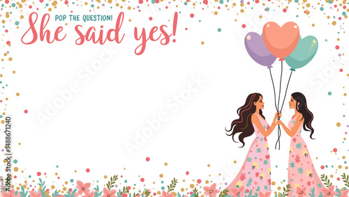 Bridal Shower Celebration with Bridesmaids – Elegant Wedding Party Illustration

