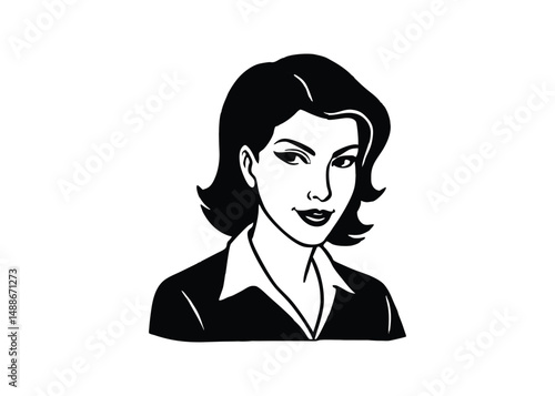 Silhouette of woman smirking with attitude isolated on a white background