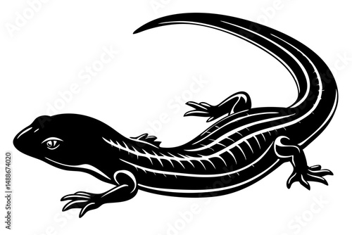 Sandfish skink silhouette three quarter view wildlife reptile simple design, sandfish skink, skink, reptile, lizard, animal, wildlife, desert, silhouette, vector, illustration, drawing, design, simple
