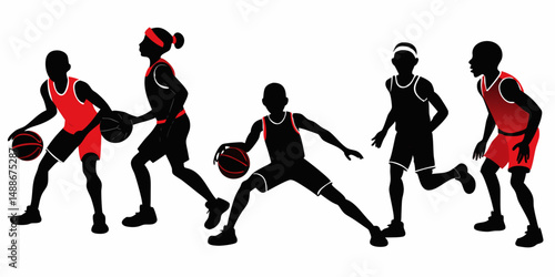 Dynamic Silhouette of Basketball Players in Action