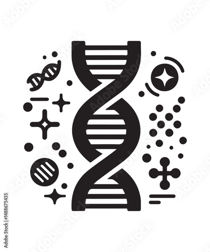 Dna Flat genetic icon vector flat black trendy style vector on white background.