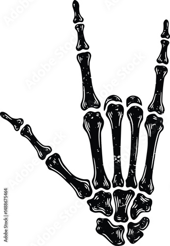 Skeleton Hand I Love You Sign – ASL Gesture in Gothic Style

