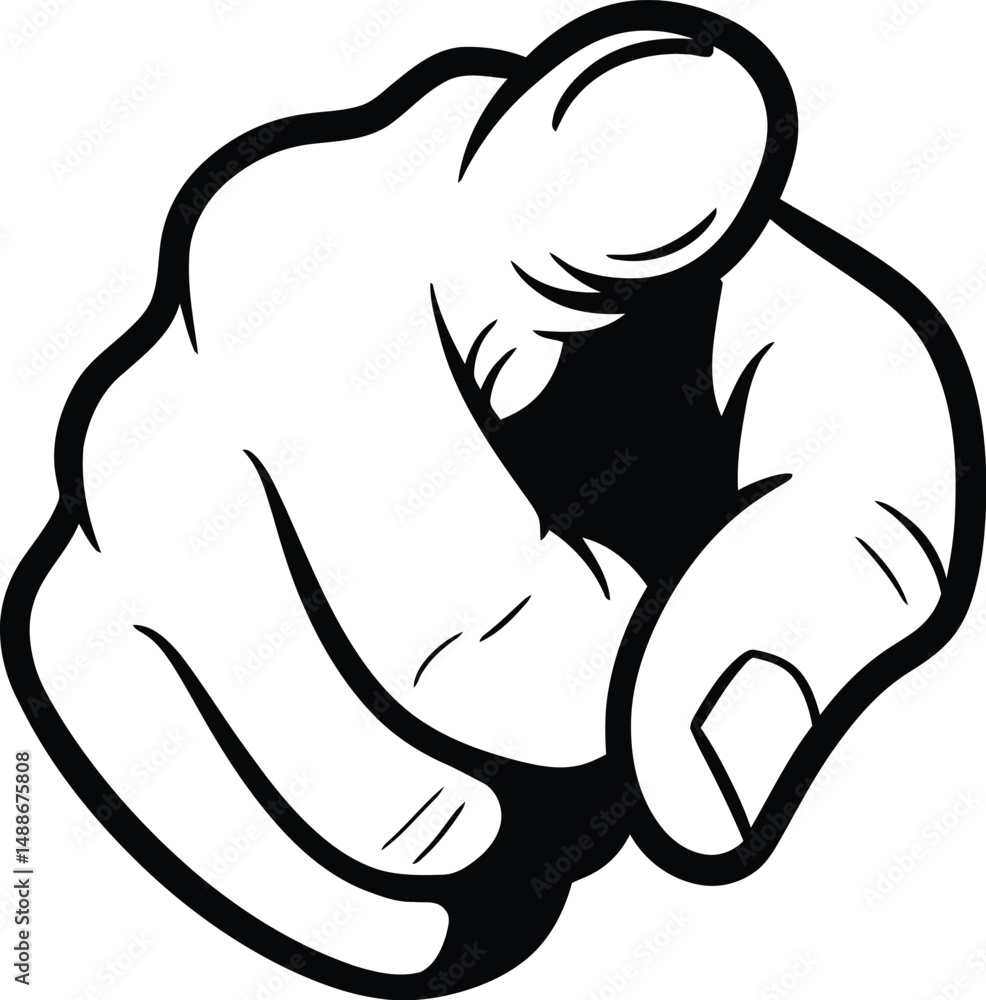 Fototapeta premium Pointing Hand Illustration – Direct Attention or Selection Symbol