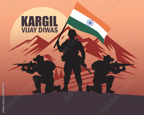 Kargil vijay diwas banner or poster. 26 july. happy independence day post.	