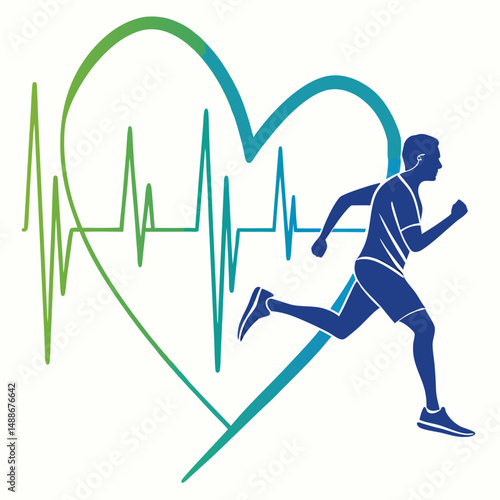 Abstract Running speed and Heart Rate Graphic