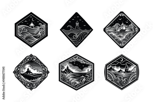  A Seascape Line Art Journey Tranquil Tides