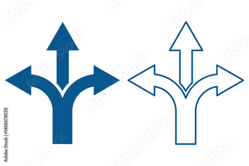 Road traffic direction arrows flat set. You-turn, left, right, two way, three way transportation direction arrow symbol. Fork sign, Way pointer symbol. Turn arrow navigation sign. Traffic route.eps10 