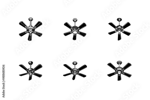 ceiling fan icon silhouette vector