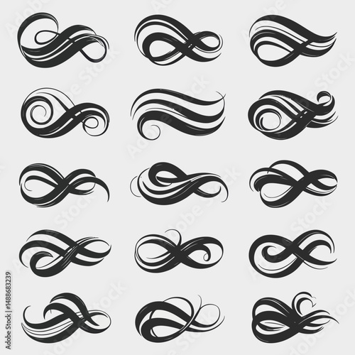 Vector vintage hipster mustache and glasses silhouette elements collection for design