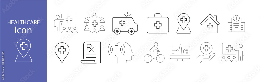 Fototapeta premium Medical icons set. Healthcare and medicine. Medical Insurance. Medicine and Healthcare Icons 