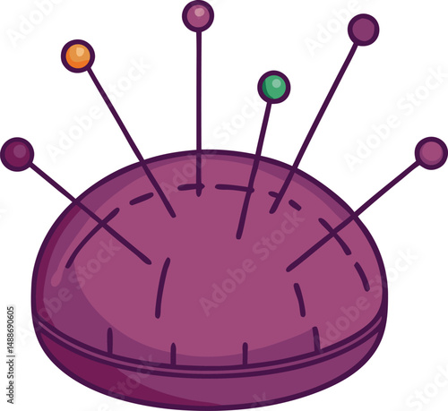 Vector illustration of a pincushion with sewing pins icon for tailoring and craft use