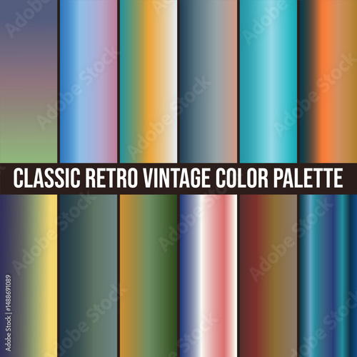 Classic Retro Vintage color palette set, colors, color palette, Vintage color.