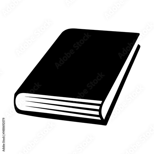 Black and White Book Silhouette Icon for Education and Knowledge Sharing