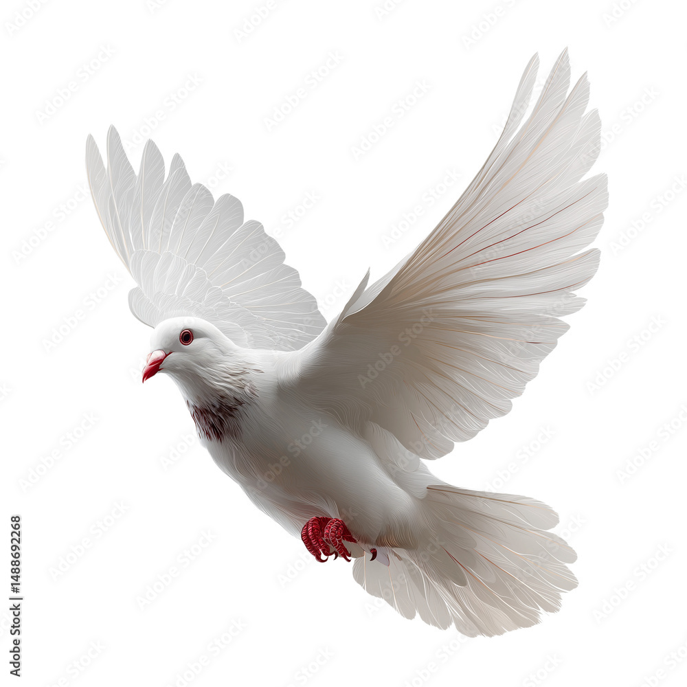 Obraz premium bird of peace; white flying dove on transparent background