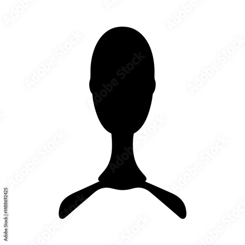 Elegant silhouette of a mannequin bust with shoulder bar in solid black