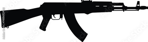 Firearm Assault Rifle AK-47 Black Silhouette Minimalist Monochrome Illustration

