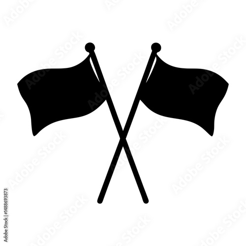 Two crossed black flags symbolizing protest, opposition, or a call to action