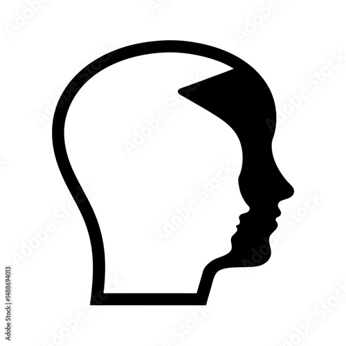 Conceptual dual face profile suggesting introspection or inner and outer selves