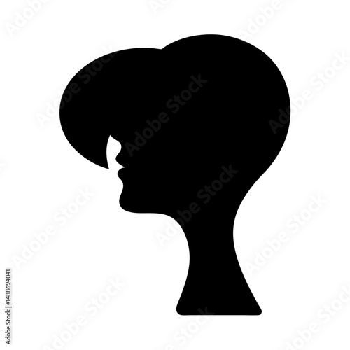 Elegant silhouette of a woman's head with a sophisticated hairstyle design
