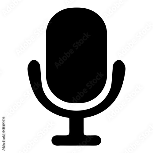 Sleek modern microphone icon broadcasting audio and recording content digitally