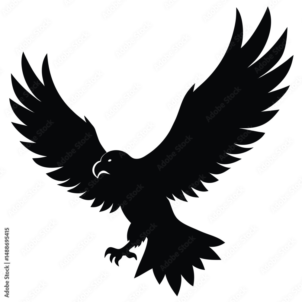 Naklejka premium eagle-flying-silhouette-vector-on-white-background (1).eps