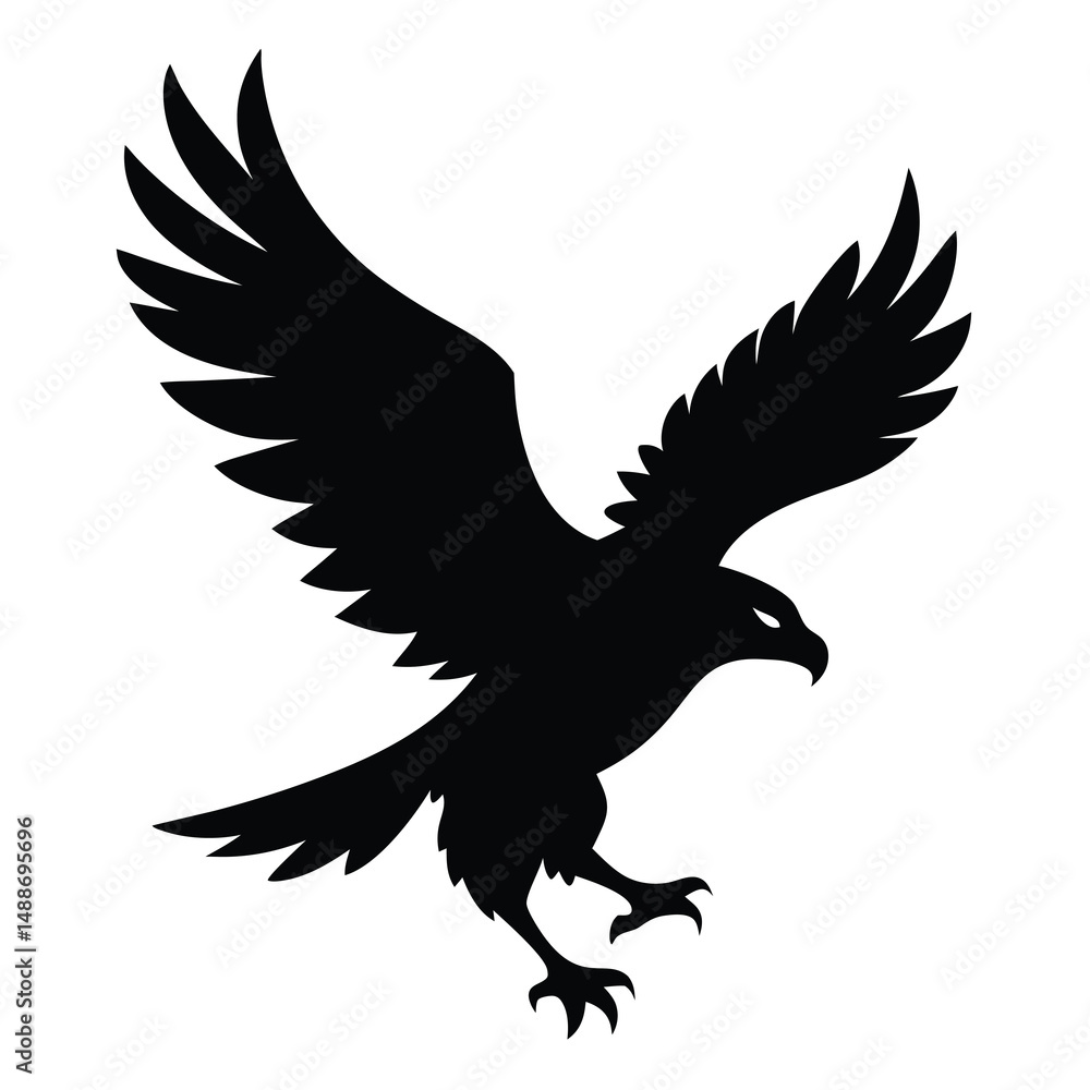 Fototapeta premium eagle-flying-silhouette-vector-on-white-background (2).eps