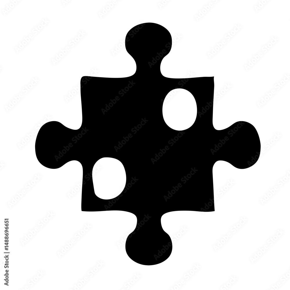Black jigsaw puzzle piece with white circular cutout, connection and teamwork Black jigsaw puzzle piece with white circular cutout, connection and teamwork