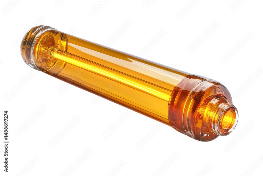 Fototapeta premium An amber potion glowing from within a beacon of hidden knowledge in a bottle casting light on on transparent background