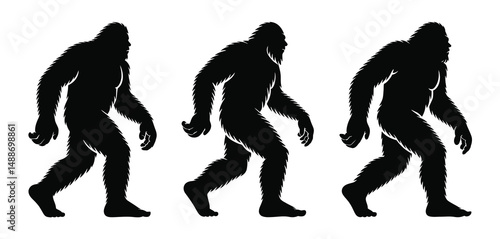 Bigfoot Silhouettes Walking Three Views