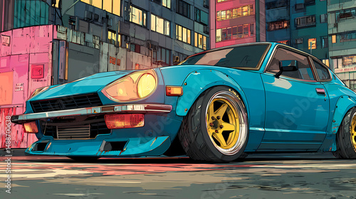 Classic jdm japanese car, poster art