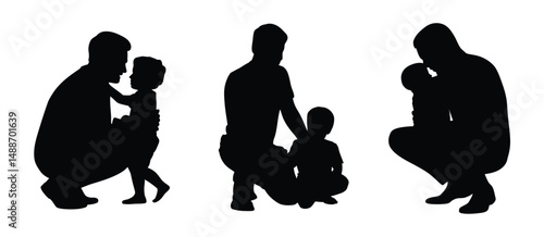 Silhouette of Fathers Playing with Their Children