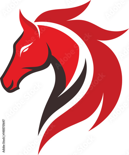  horse head logo with vector art illustration.