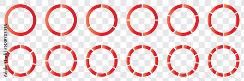 Pie chart set. Colorful diagram collection with 2,3,4,5,6 sections or steps. Segmented circle icons for infographic, data analysis, web design, presentation. Vector illustration. eps 10