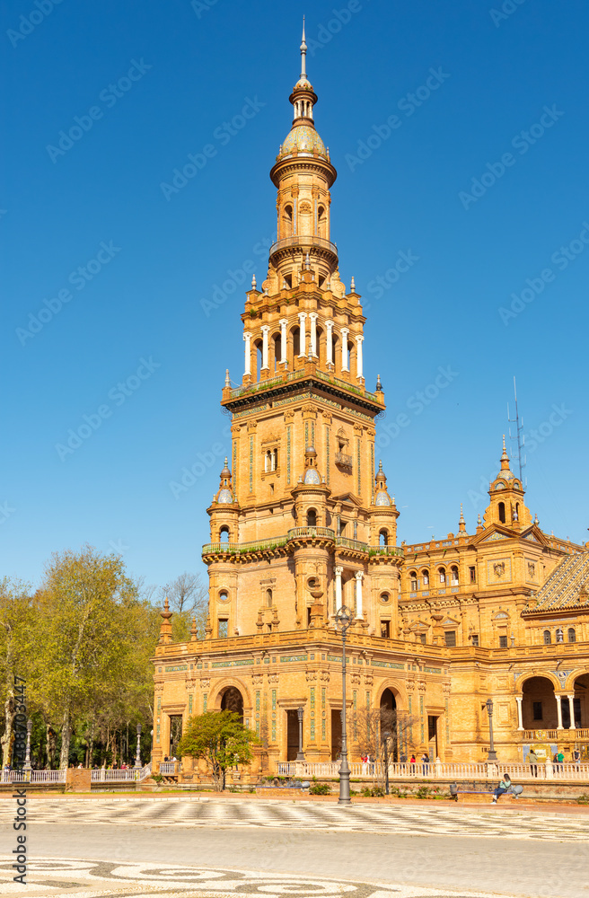 Fototapeta premium Tower on Spain square in Seville, Spain