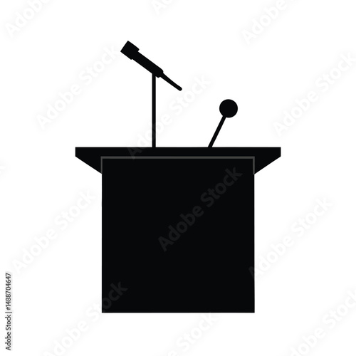 Podium and Debate Stand Silhouette Vectors.
