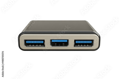 Unveiling the sleek USB hub a digital bridge for seamless connections amplifying productivity on transparent background